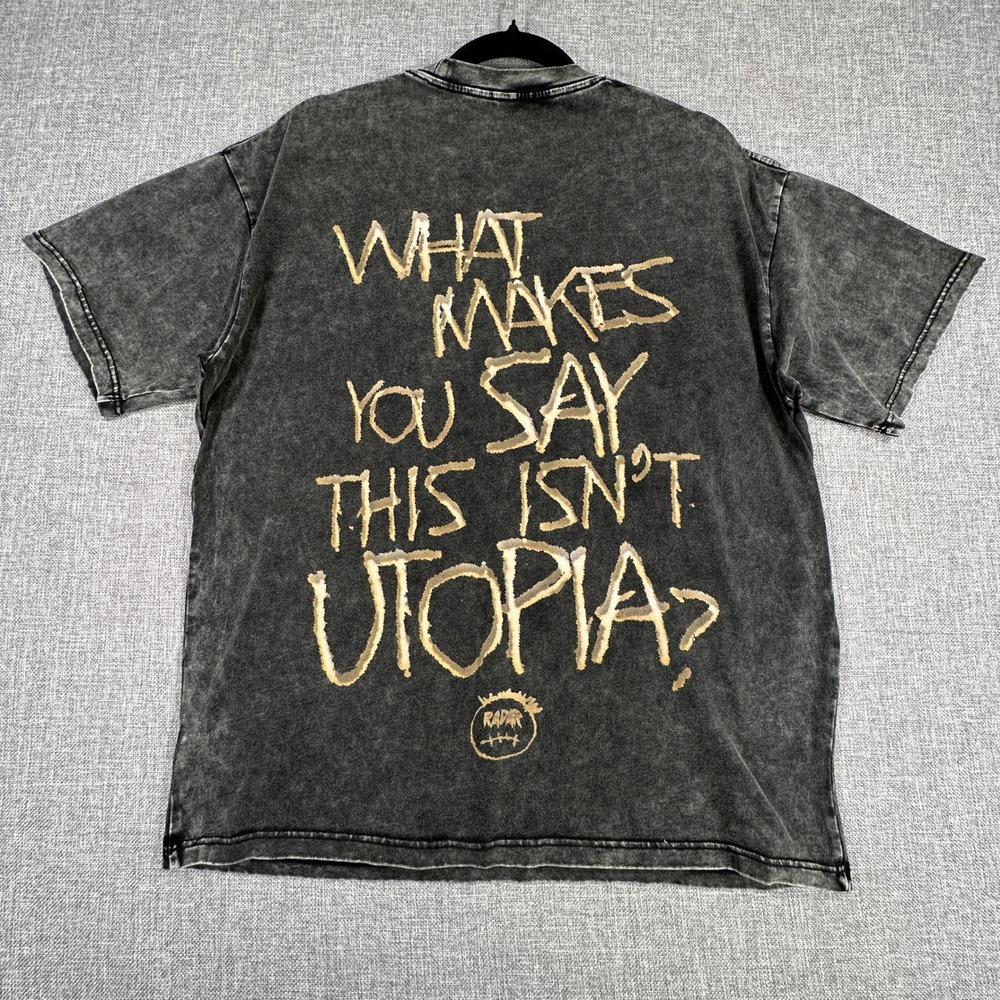 Travis Scott Utopia Shirt Mens Small Black Acid Wash Circus Maximus T Streetwear